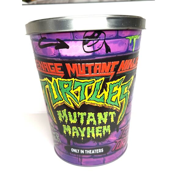 2023 Teenage Mutant Ninja Turtles Mutant Mayhem Movie Popcorn Tin Bucket Lid - Picture 2 of 9